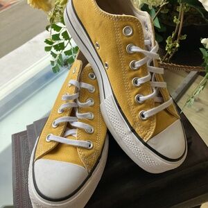 Chuck Taylor Platform Yellow Canvas Sneakers  - Size 7.5